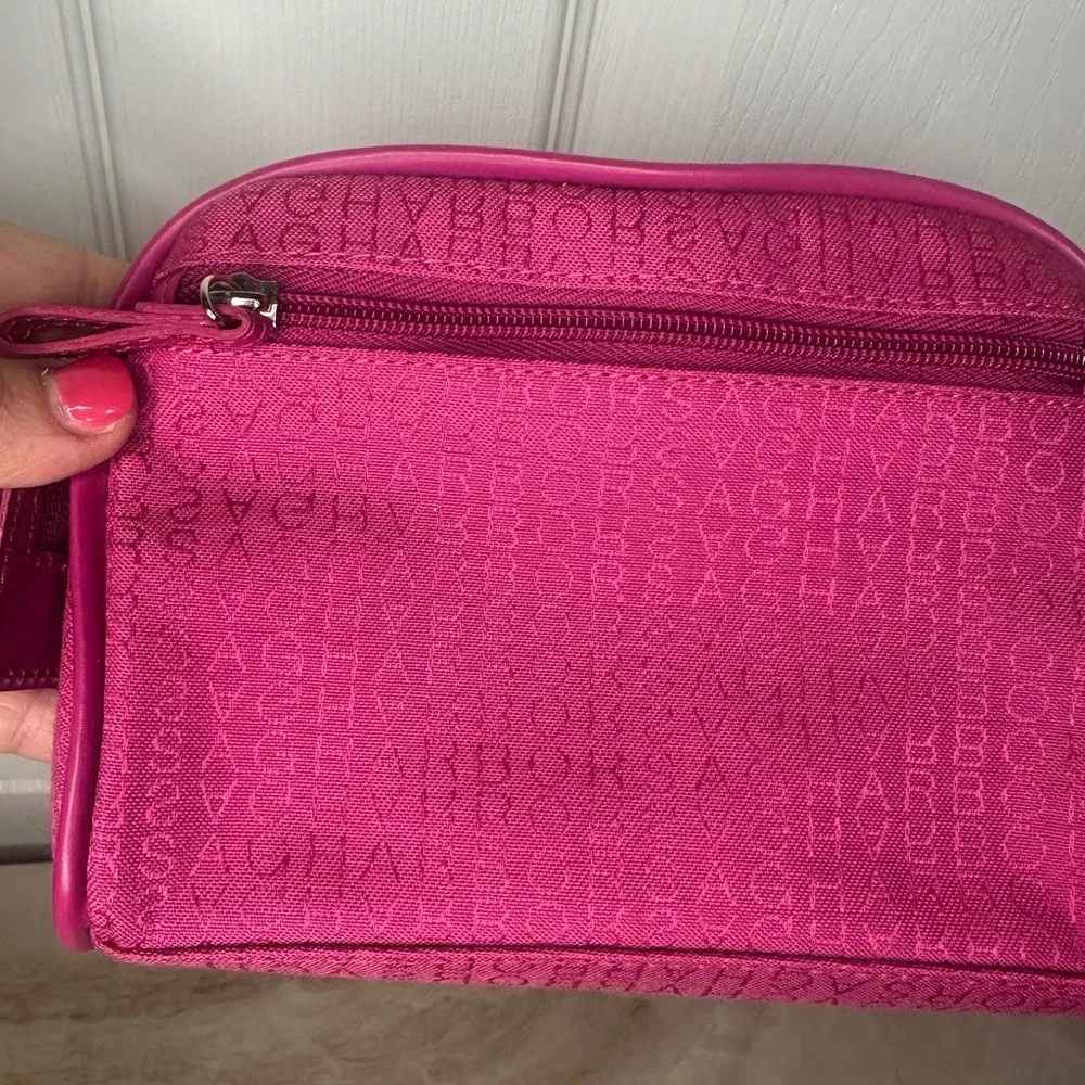 Sag Harbor Pink Cosmetic Bag with Textured Design monogram